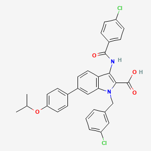 3-(4-Chlorobenzoylamino)-1-(3-chlorobenzyl)-6-(4-isopropoxyphenyl)indole-2-carboxylic acid