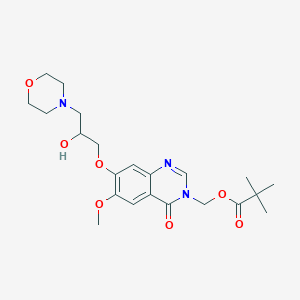 molecular formula C22H31N3O7 B13960206 7-(2-Hydroxy-3-morpholinopropoxy)-6-methoxy-3-pivaloyloxymethyl-3,4-dihydroquinazolin-4-one CAS No. 401811-82-3