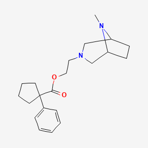 molecular formula C21H30N2O2 B13960242 2-(8-Methyl-3,8-diazabicyclo[3.2.1]octan-3-yl)ethyl 1-phenylcyclopentane-1-carboxylate CAS No. 63990-40-9