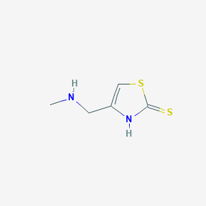 molecular formula C5H8N2S2 B13960613 4-((Methylamino)methyl)thiazole-2-thiol 