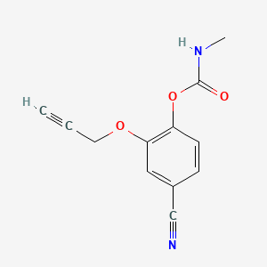 molecular formula C12H10N2O3 B13960709 Benzonitrile, 4-(((methylamino)carbonyl)oxy)-3-(2-propynyloxy)- CAS No. 52174-12-6