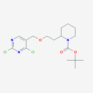 molecular formula C17H25Cl2N3O3 B13960769 tert-Butyl 2-(2-((2,4-dichloropyrimidin-5-yl)methoxy)ethyl)piperidine-1-carboxylate 