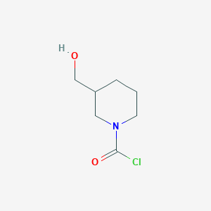 molecular formula C7H12ClNO2 B13960843 3-(Hydroxymethyl)piperidine-1-carbonyl chloride CAS No. 344326-73-4