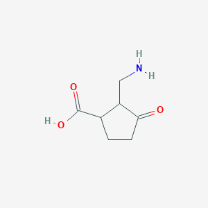 molecular formula C7H11NO3 B13960912 2-(Aminomethyl)-3-oxocyclopentane-1-carboxylic acid CAS No. 98431-85-7