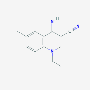 molecular formula C13H13N3 B13960918 1-Ethyl-4-imino-6-methyl-1,4-dihydroquinoline-3-carbonitrile 