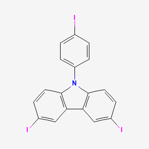 molecular formula C18H10I3N B13960941 3,6-Diiodo-9-(4-iodophenyl)-9H-carbazole 