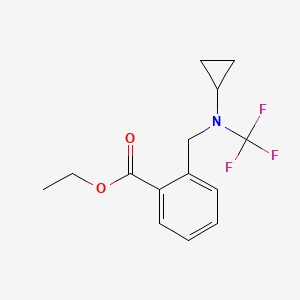 molecular formula C14H16F3NO2 B13961066 Ethyl 2-((cyclopropyl(trifluoromethyl)amino)methyl)benzoate 