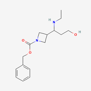 molecular formula C16H24N2O3 B13961079 Benzyl 3-(1-(ethylamino)-3-hydroxypropyl)azetidine-1-carboxylate 