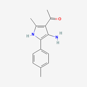 molecular formula C14H16N2O B13961166 Ethanone, 1-(4-amino-2-methyl-5-(4-methylphenyl)-1H-pyrrol-3-YL)- CAS No. 56463-61-7