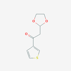 molecular formula C9H10O3S B1396119 2-(1,3-Dioxolan-2-yl)-1-thiophen-3-yl-ethanone CAS No. 1263365-52-1