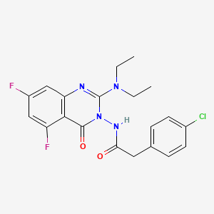 2-(4-chlorophenyl)-N-(2-diethylamino-5,7-difluoro-4-oxo-4H-quinazolin-3-yl)acetamide