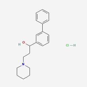 molecular formula C20H26ClNO B13961413 alpha-(3-Biphenylyl)-1-piperidinepropanol hydrochloride CAS No. 50910-15-1