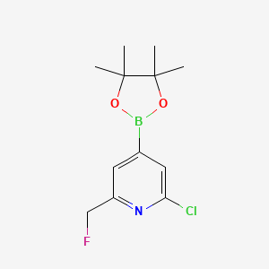 molecular formula C12H16BClFNO2 B13961504 2-Chloro-4-(4,4,5,5-tetramethyl-1,3,2-dioxaborolan-2-yl)-6-(fluoromethyl)pyridine 