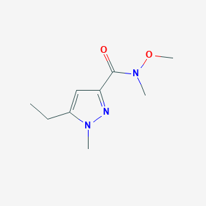 molecular formula C9H15N3O2 B13962365 N-Methoxy-N-methyl-5-ethyl-1-methylpyrazole-3-carboxamide CAS No. 165744-16-1