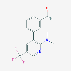 molecular formula C15H13F3N2O B1396240 3-(2-二甲氨基-5-三氟甲基-吡啶-3-基)-苯甲醛 CAS No. 1311279-59-0