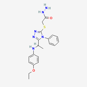 B1396248 2-[(5-{1-[(4-ethoxyphenyl)amino]ethyl}-4-phenyl-4H-1,2,4-triazol-3-yl)thio]acetohydrazide CAS No. 1306739-36-5