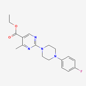molecular formula C18H21FN4O2 B1396250 2-[4-(4-氟苯基)哌嗪-1-基]-4-甲基嘧啶-5-羧酸乙酯 CAS No. 1306738-65-7