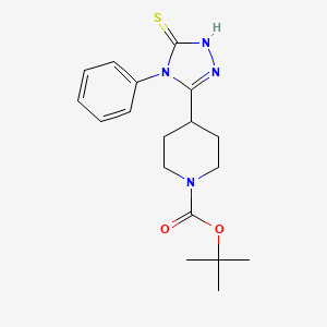 molecular formula C18H24N4O2S B1396251 tert-butyl 4-(5-mercapto-4-phenyl-4H-1,2,4-triazol-3-yl)piperidine-1-carboxylate CAS No. 1306738-59-9