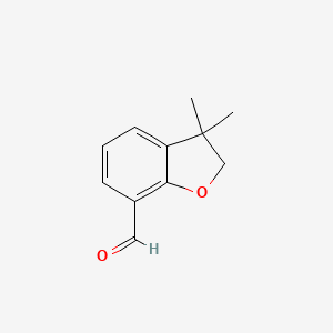 molecular formula C11H12O2 B13962527 3,3-Dimethyl-2,3-dihydrobenzofuran-7-carbaldehyde 