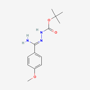 molecular formula C13H19N3O3 B1396255 N'-[1-Amino-1-(4-methoxyphenyl)methylidene]-hydrazinecarboxylic acid tert-butyl ester CAS No. 1053655-73-4
