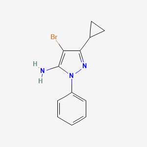 molecular formula C12H12BrN3 B1396258 4-溴-3-环丙基-1-苯基-1H-吡唑-5-胺 CAS No. 1349709-09-6