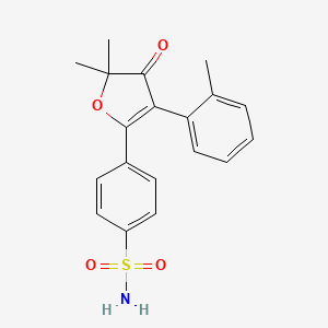 molecular formula C19H19NO4S B13962618 4-(5,5-Dimethyl-4-oxo-3-o-tolyl-4,5-dihydrofuran-2-yl)benzenesulfonamide 