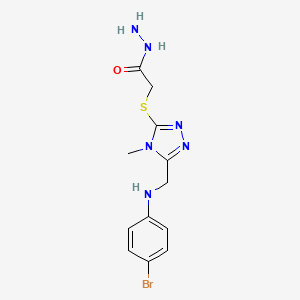 molecular formula C12H15BrN6OS B1396277 2-[(5-{[(4-bromophenyl)amino]methyl}-4-methyl-4H-1,2,4-triazol-3-yl)thio]acetohydrazide CAS No. 1306738-50-0