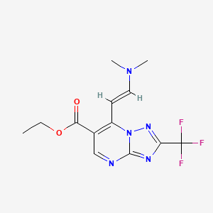 molecular formula C13H14F3N5O2 B1396284 ethyl 7-[(E)-2-(dimethylamino)vinyl]-2-(trifluoromethyl)[1,2,4]triazolo[1,5-a]pyrimidine-6-carboxylate CAS No. 1235515-23-7