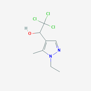molecular formula C8H11Cl3N2O B1396286 2,2,2-Trichloro-1-(1-ethyl-5-methyl-1H-pyrazol-4-yl)ethanol CAS No. 1338495-04-7