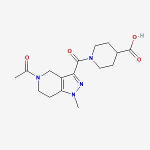 B1396306 1-[(5-acetyl-1-methyl-4,5,6,7-tetrahydro-1H-pyrazolo[4,3-c]pyridin-3-yl)carbonyl]piperidine-4-carboxylic acid CAS No. 1306738-60-2