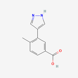 molecular formula C11H10N2O2 B1396315 4-甲基-3-(1H-吡唑-4-基)苯甲酸 CAS No. 1309150-73-9