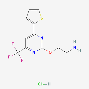 molecular formula C11H11ClF3N3OS B1396319 (2-{[4-(2-噻吩基)-6-(三氟甲基)嘧啶-2-基]氧基}乙基)胺盐酸盐 CAS No. 1349716-58-0