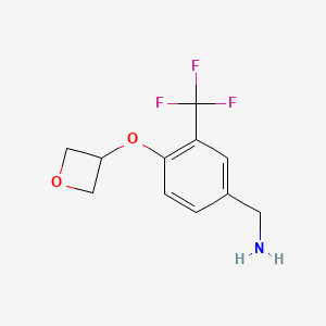 molecular formula C11H12F3NO2 B1396320 [4-(氧杂环丁-3-氧基)-3-(三氟甲基)苯基]甲胺 CAS No. 1349717-67-4