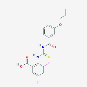 molecular formula C18H16I2N2O4S B13963202 3,5-Diiodo-2-[(3-propoxybenzoyl)carbamothioylamino]benzoic acid CAS No. 531533-66-1