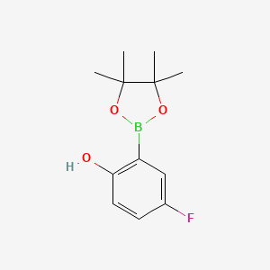molecular formula C12H16BFO3 B1396325 4-氟-2-(4,4,5,5-四甲基-1,3,2-二氧杂硼环-2-基)苯酚 CAS No. 779331-49-6