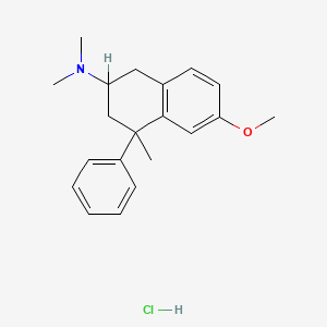 molecular formula C20H26ClNO B13963259 1,2,3,4-Tetrahydro-6-methoxy-4-phenyl-N,N,4-trimethyl-2-naphthylamine hydrochloride CAS No. 32038-43-0