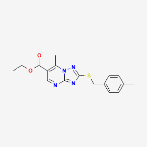 molecular formula C17H18N4O2S B1396339 7-甲基-2-[(4-甲基苄基)硫代][1,2,4]三唑并[1,5-a]嘧啶-6-羧酸乙酯 CAS No. 1306738-68-0