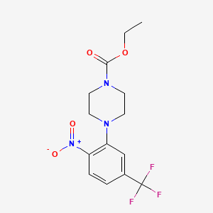 molecular formula C14H16F3N3O4 B1396340 4-[2-硝基-5-(三氟甲基)苯基]哌嗪-1-甲酸乙酯 CAS No. 1330750-58-7