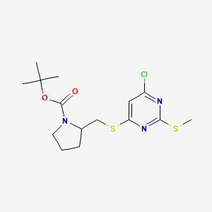 2-(6-Chloro-2-methylsulfanyl-pyrimidin-4-ylsulfanylmethyl)-pyrrolidine-1-carboxylic acid tert-butyl ester