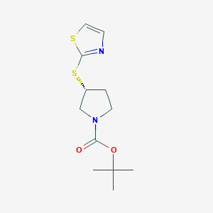 molecular formula C12H18N2O2S2 B13963456 (R)-3-(Thiazol-2-ylsulfanyl)-pyrrolidine-1-carboxylic acid tert-butyl ester 