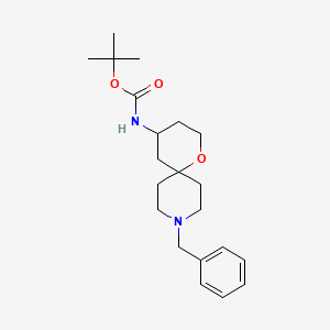 molecular formula C21H32N2O3 B1396348 Tert-butyl (9-benzyl-1-oxa-9-azaspiro[5.5]undec-4-yl)carbamate CAS No. 1306739-43-4