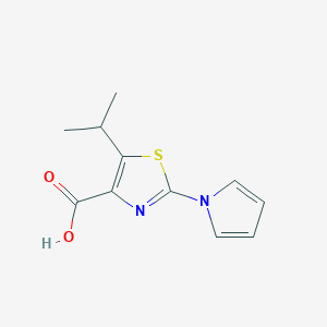 molecular formula C11H12N2O2S B1396350 5-(propan-2-yl)-2-(1H-pyrrol-1-yl)-1,3-thiazole-4-carboxylic acid CAS No. 1322604-71-6