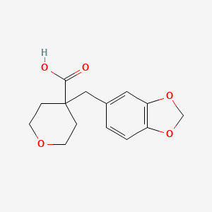 molecular formula C14H16O5 B1396351 4-(1,3-Benzodioxol-5-ylmethyl)tetrahydro-2H-pyran-4-carboxylic acid CAS No. 1338495-24-1