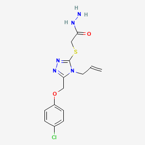 molecular formula C14H16ClN5O2S B1396355 2-({4-Allyl-5-[(4-chlorophenoxy)methyl]-4H-1,2,4-triazol-3-yl}thio)acetohydrazide CAS No. 1306738-56-6