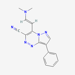 molecular formula C16H14N6 B1396358 4-[(E)-2-(dimethylamino)vinyl]-8-phenylpyrazolo[5,1-c][1,2,4]triazine-3-carbonitrile CAS No. 1306753-66-1