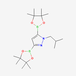 molecular formula C19H34B2N2O4 B1396364 1-Isobutylpyrazole-3,5-diboronic acid, pinacol ester CAS No. 2096332-54-4