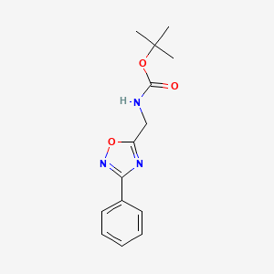 molecular formula C14H17N3O3 B1396386 叔丁基N-[(3-苯基-1,2,4-恶二唑-5-基)甲基]氨基甲酸酯 CAS No. 1053656-50-0