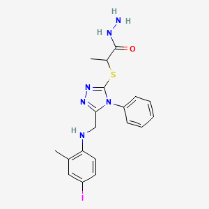 molecular formula C19H21IN6OS B1396387 2-[(5-{[(4-碘-2-甲基苯基)氨基]甲基}-4-苯基-4H-1,2,4-三唑-3-基)硫代]丙酸腙 CAS No. 1306739-35-4