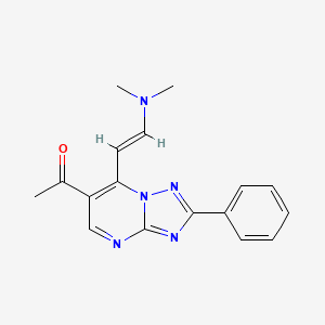 molecular formula C17H17N5O B1396391 1-{7-[(E)-2-(二甲氨基)乙烯基]-2-苯基[1,2,4]三唑并[1,5-a]嘧啶-6-基}乙酮 CAS No. 1306753-52-5