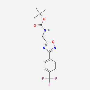 molecular formula C15H16F3N3O3 B1396396 5-(叔丁氧羰基氨基)甲基-3-(4-(三氟甲基)苯基)-[1,2,4]恶二唑 CAS No. 1053656-56-6
